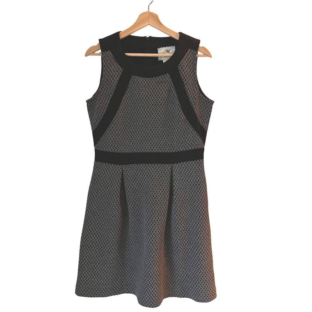 AnthropologyTabitha Women Size 10‎ Black/Gray Pattern Sleeveless Sheath Dress